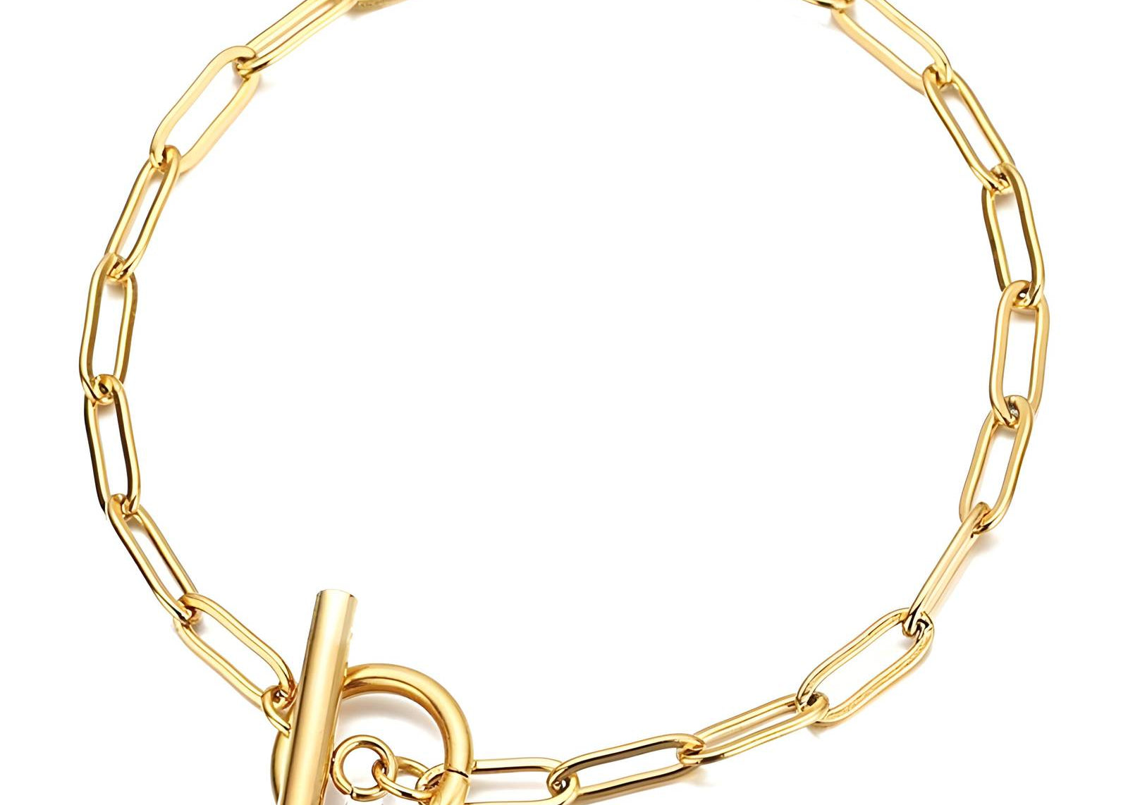 Paperclip Bracelet with Toggle Closure - 18K Gold Plated Steel - Love and Lee Apparel