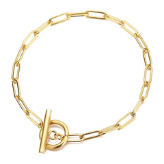 Paperclip Bracelet with Toggle Closure - 18K Gold Plated Steel - Love and Lee Apparel