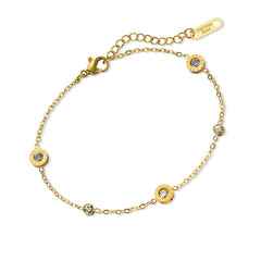 Dainty Chain with Rhinestone Charms in 18K Gold Plated Steel - Love and Lee Apparel
