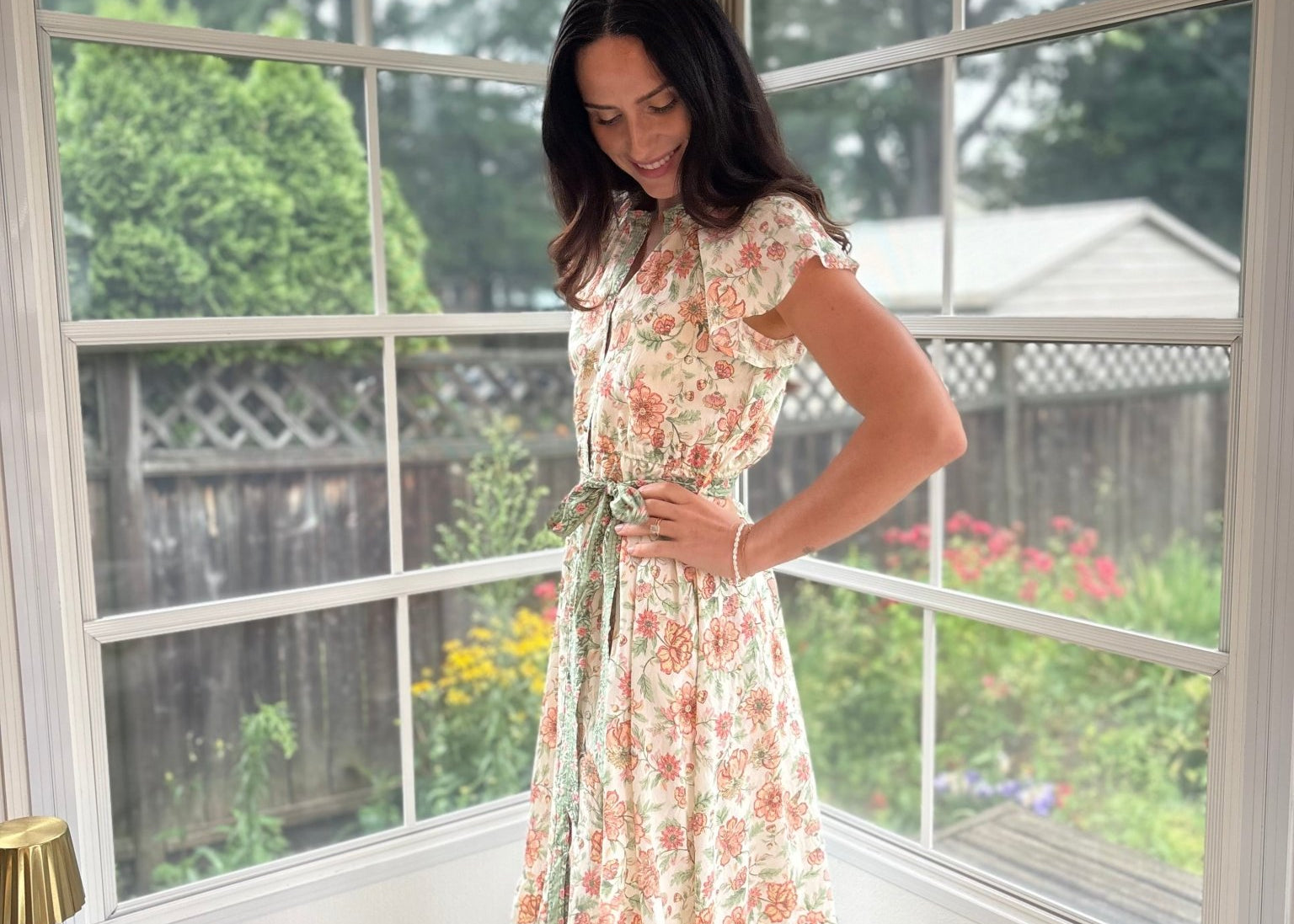 Hera Short Sleeve Belted Midi Dress - Love and Lee Apparel