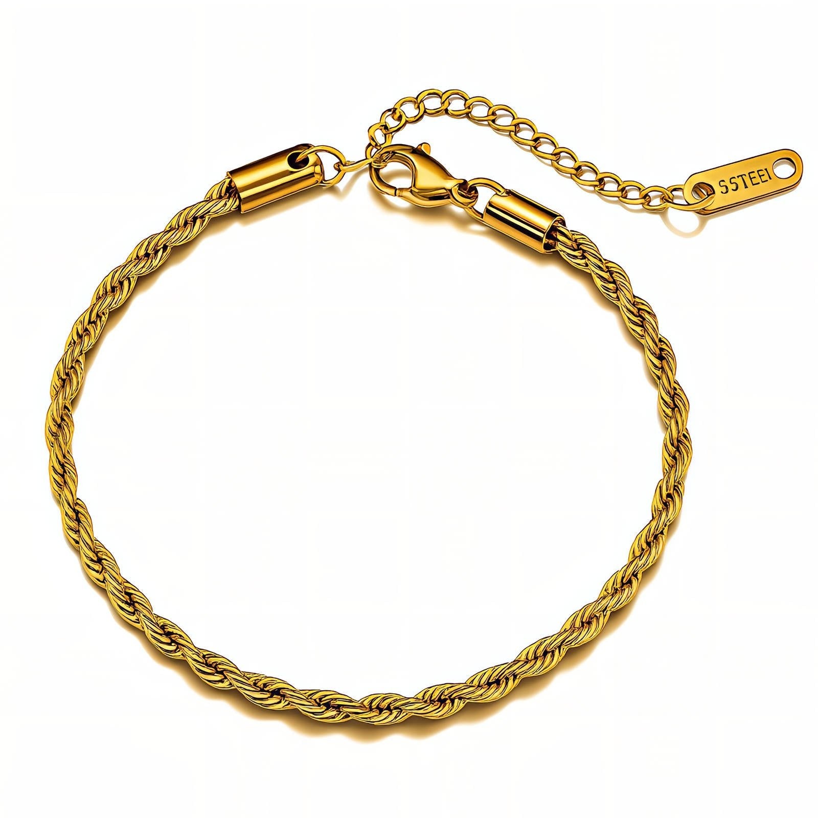 Rope Bracelet in 18K Gold Plated Steel - Love and Lee Apparel