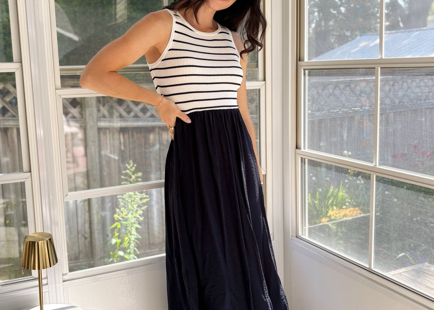 Ash Sleeveless Mixed Media Midi Dress - Love and Lee Apparel