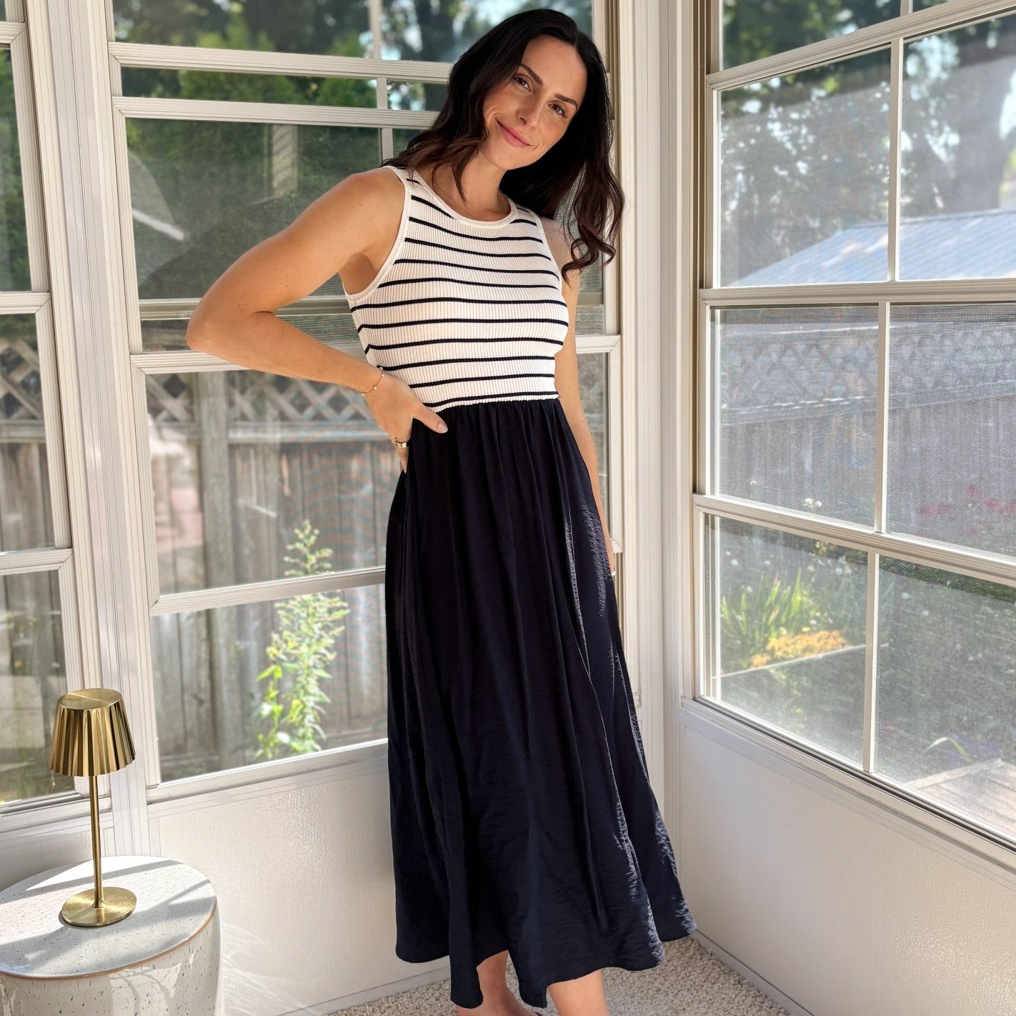 Ash Sleeveless Mixed Media Midi Dress - Love and Lee Apparel