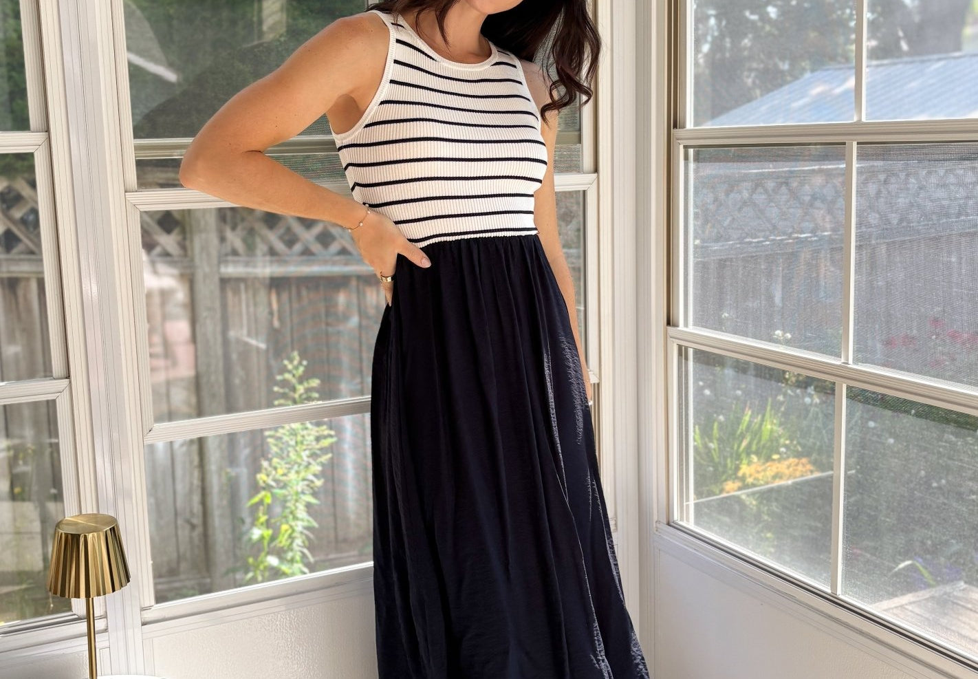 Ash Sleeveless Mixed Media Midi Dress - Love and Lee Apparel