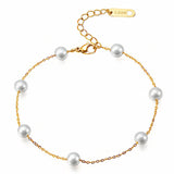 Pearl Bracelet with Dainty Gold Chain in 18K Gold Plated Steel - Love and Lee Apparel
