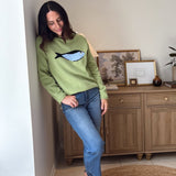 Fish Graphic Long Sleeve Knit Pullover Sweater - Love and Lee Apparel