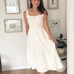 The Avery Spaghetti Strap Front Tie Shirred Waist Midi Dress - Love and Lee Apparel