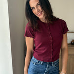 The Bordeaux Short Sleeve Button Down Knit Cardigan - Love and Lee Apparel