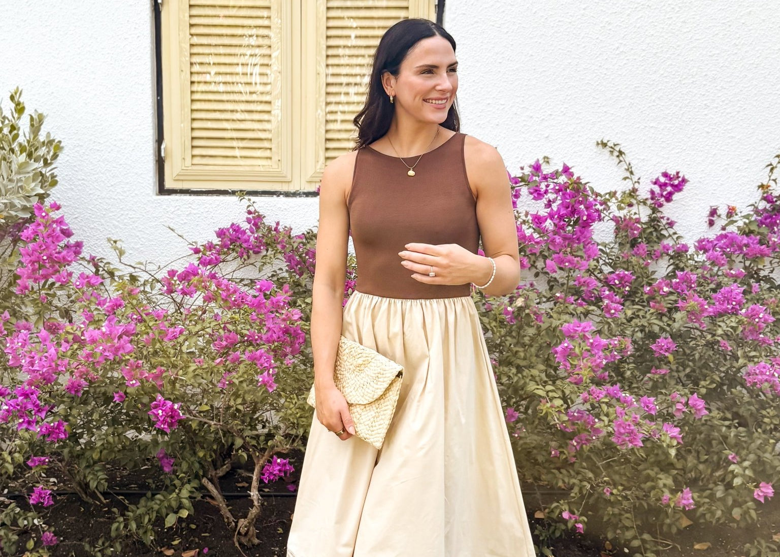 The Chrissy Boat Neck Line Lace Trim Mixed Media Midi Dress - Love and Lee Apparel