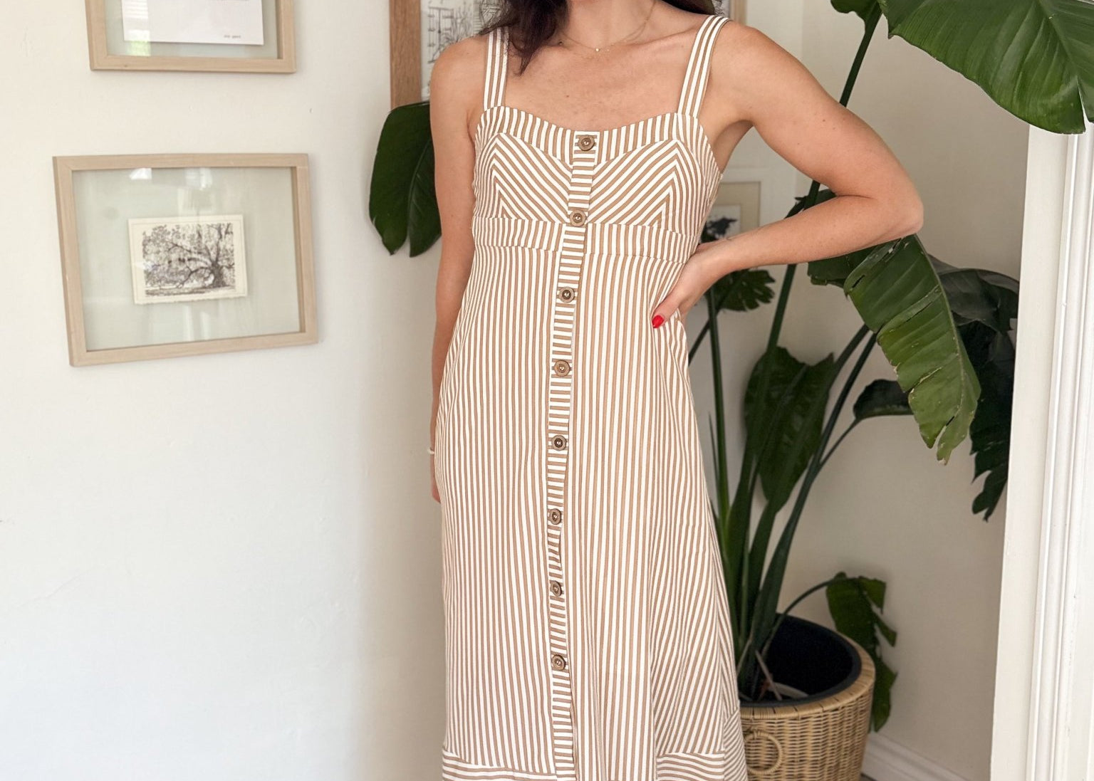 Lorelai Button Striped Midi Dress - Love and Lee Apparel