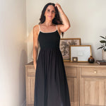 The Chanel Contrast Tie Spaghetti Strap Mix Media Midi Dress - Love and Lee Apparel