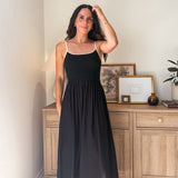 The Chanel Contrast Tie Spaghetti Strap Mix Media Midi Dress - Love and Lee Apparel
