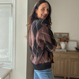 The 'Giving Season' Oversized Argyle Crew Neck Knit Pullover - Love and Lee Apparel