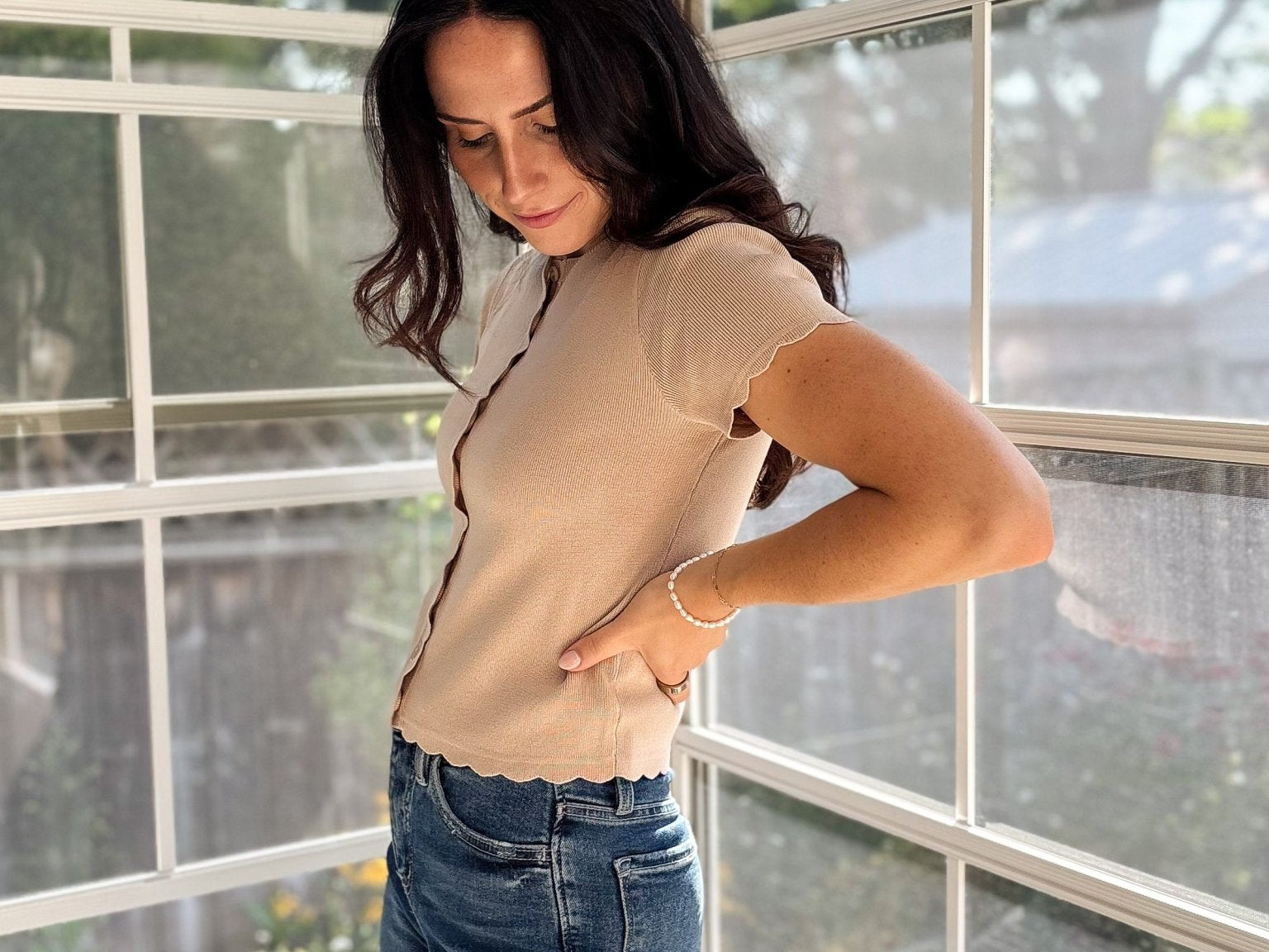 Hazel Scalloped Short Sleeve Cardigan - Love and Lee Apparel