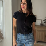 The 'Rosemary & Sage' Scalloped Short Sleeve Button Down Knit Cardigan - Love and Lee Apparel