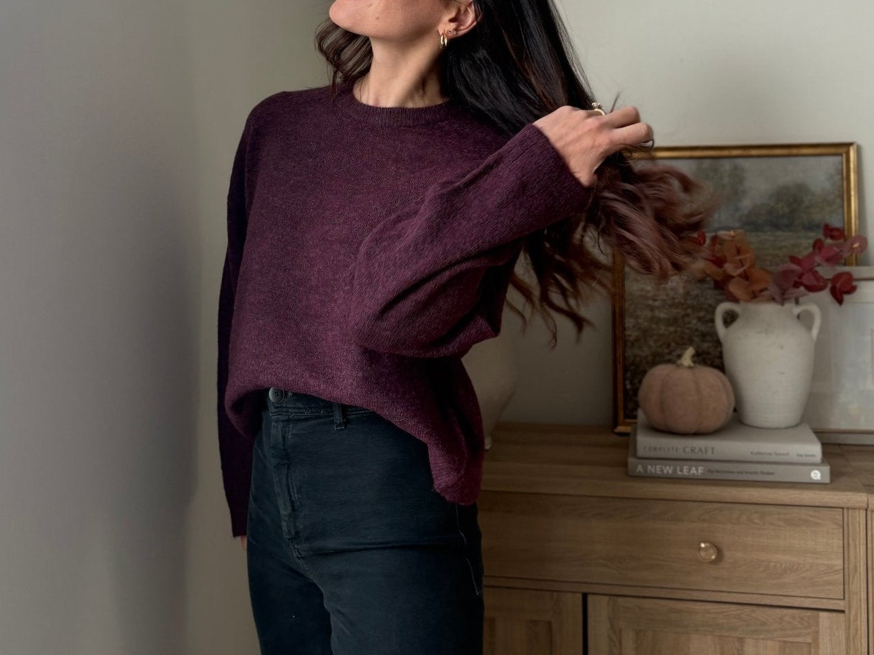 The Mauve Wine Long Sleeve O-Neck Pullover Sweater - Love and Lee Apparel