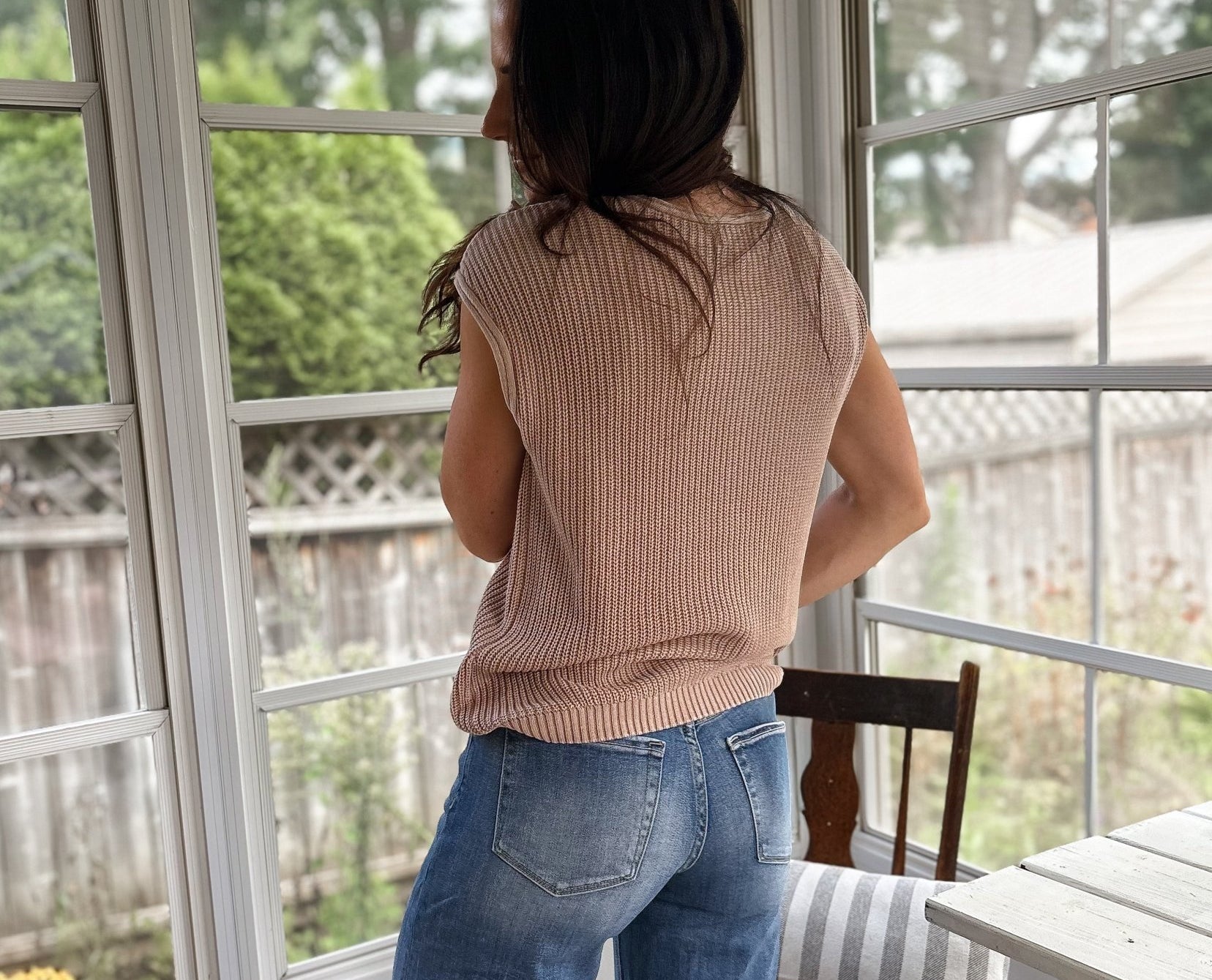 The Fallon Raw Edge Short Sleeve Henley Sweater Knit Top - Love and Lee Apparel