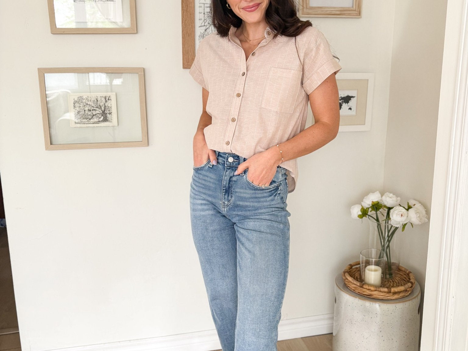 Saralynn Linen Short Sleeve Blouse - Love and Lee Apparel