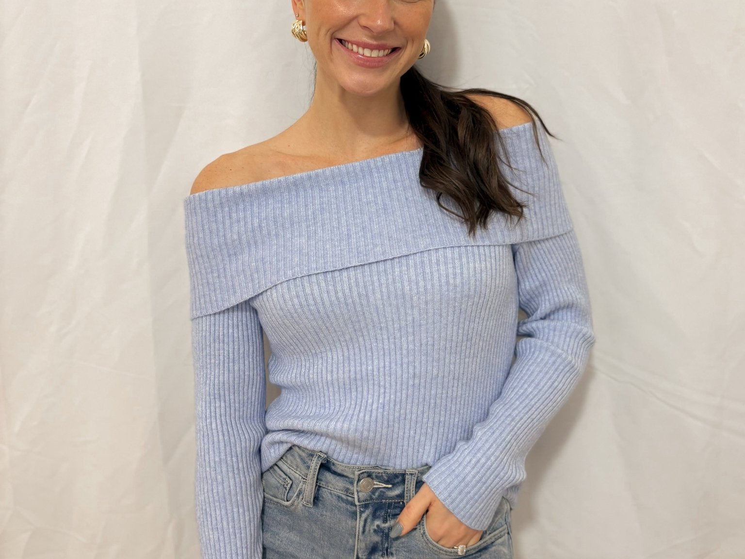 The Katia Long Sleeve Off - Shoulder Knit Sweater - 2 colours available - Love and Lee Apparel