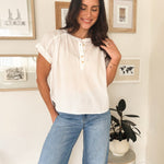 The Dorthy Ruched Shoulder Detail Short Sleeve Henley Top - Love and Lee Apparel