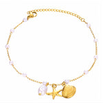 Starfish And Seashell Anklet 18K Gold Plated Steel - Love and Lee Apparel