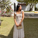 The Macy Stripe Smocked Ruffle Trim Midi Dress - Love and Lee Apparel