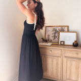 The Chanel Contrast Tie Spaghetti Strap Mix Media Midi Dress - Love and Lee Apparel