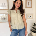The Pheobe Flutter Sleeve Button Down Embroidered Top - Love and Lee Apparel