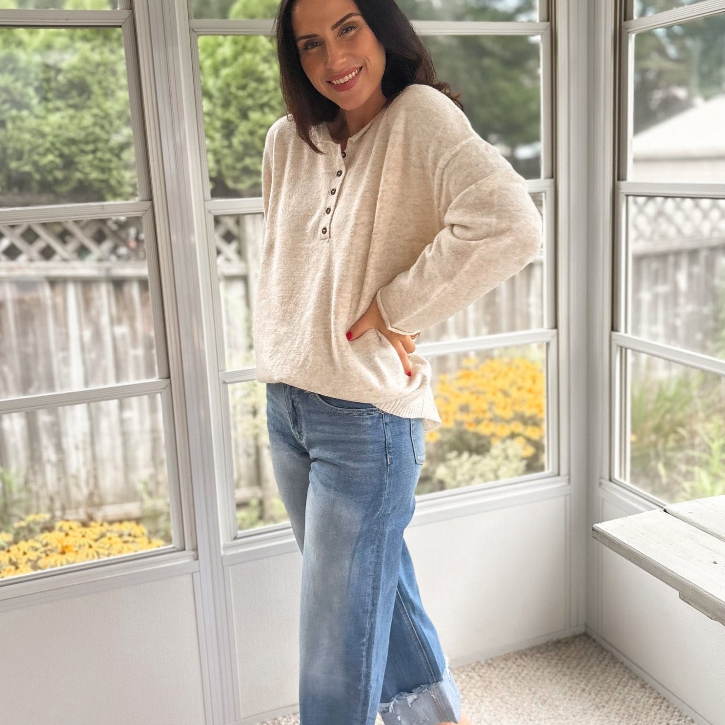 The Lainey High Rise Medium Wash Cuffed Wide Jeans - Love and Lee Apparel