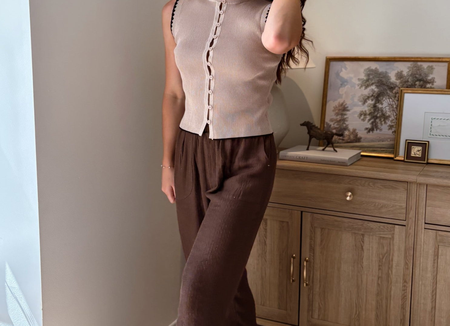 The Camille Contrast Stitch Trim Button Down Ribbed Knit Vest - Love and Lee Apparel