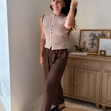 The Camille Contrast Stitch Trim Button Down Ribbed Knit Vest - Love and Lee Apparel