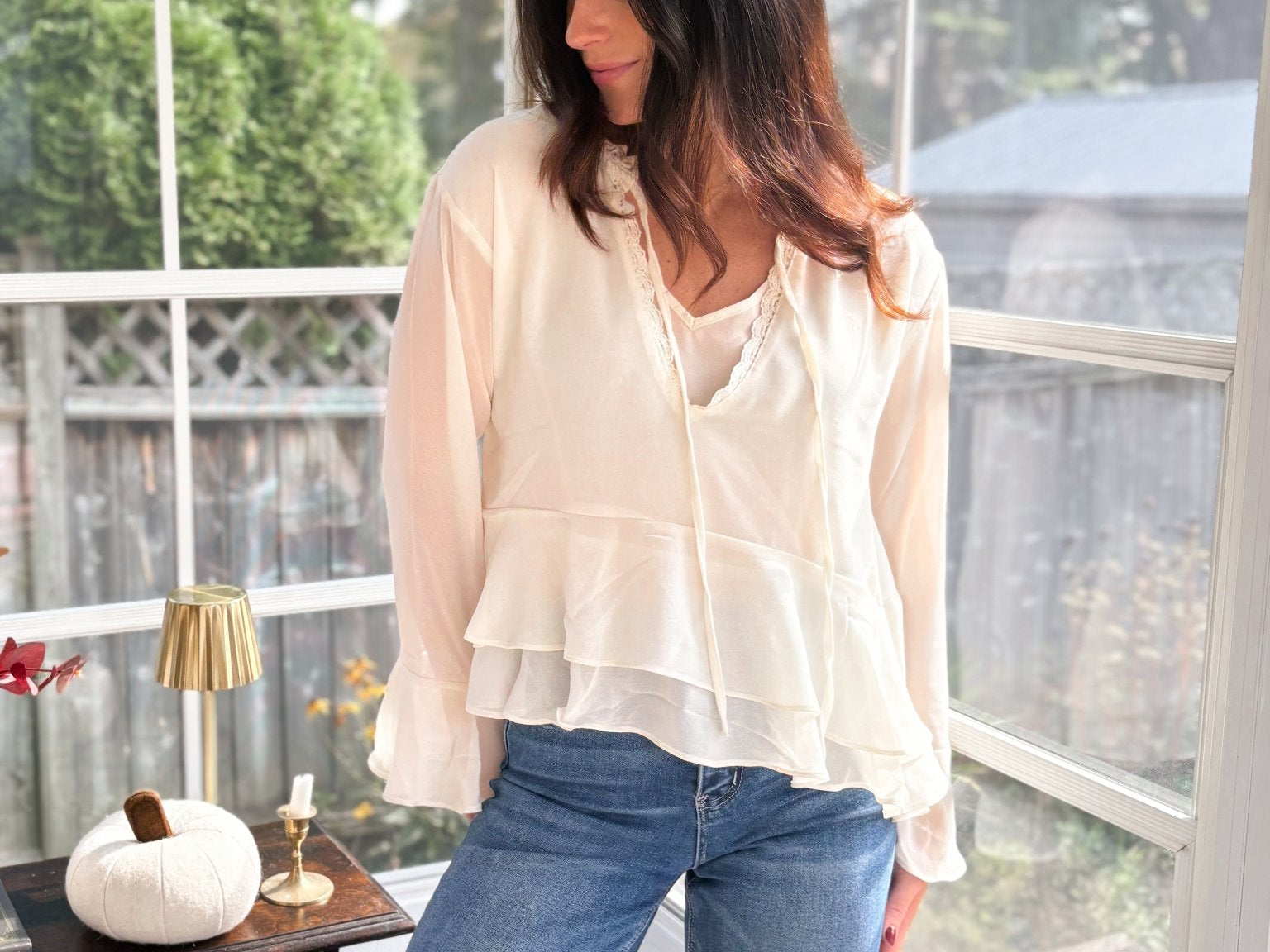 Oak & Ember Tiered Ruffle Long Sleeve Top - Love and Lee Apparel