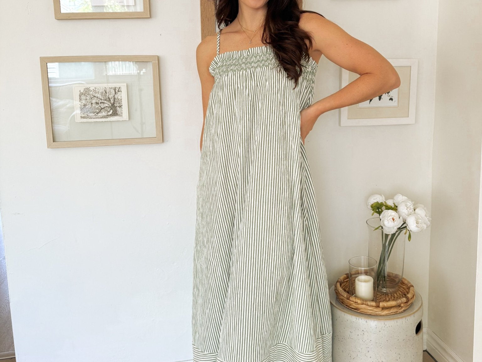 The Isabella White And Green Maxi Dress - Love and Lee Apparel