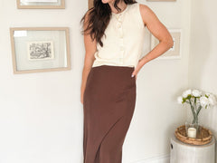 Pheobe Midi Skirt with Slit - Love and Lee Apparel