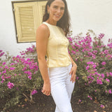 The Lexi Scallop Lace Trim Button Down Sleeveless Vest Blouse - Love and Lee Apparel