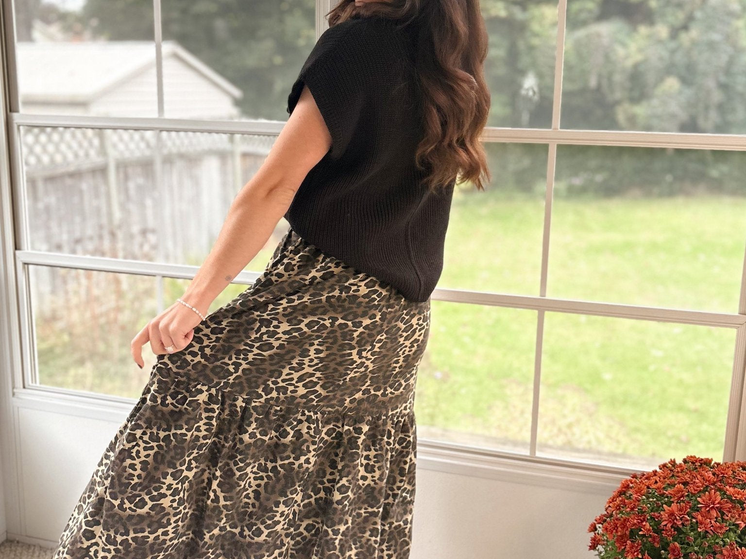 The Eliza Button Down Leopard Printed Midi Skirt - Love and Lee Apparel