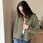The Evermore Stripe Raw Edge Drop Shoulder Knit Cardigan - Love and Lee Apparel