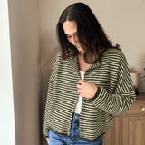 The Evermore Stripe Raw Edge Drop Shoulder Knit Cardigan - Love and Lee Apparel