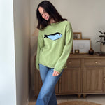 Fish Graphic Long Sleeve Knit Pullover Sweater - Love and Lee Apparel