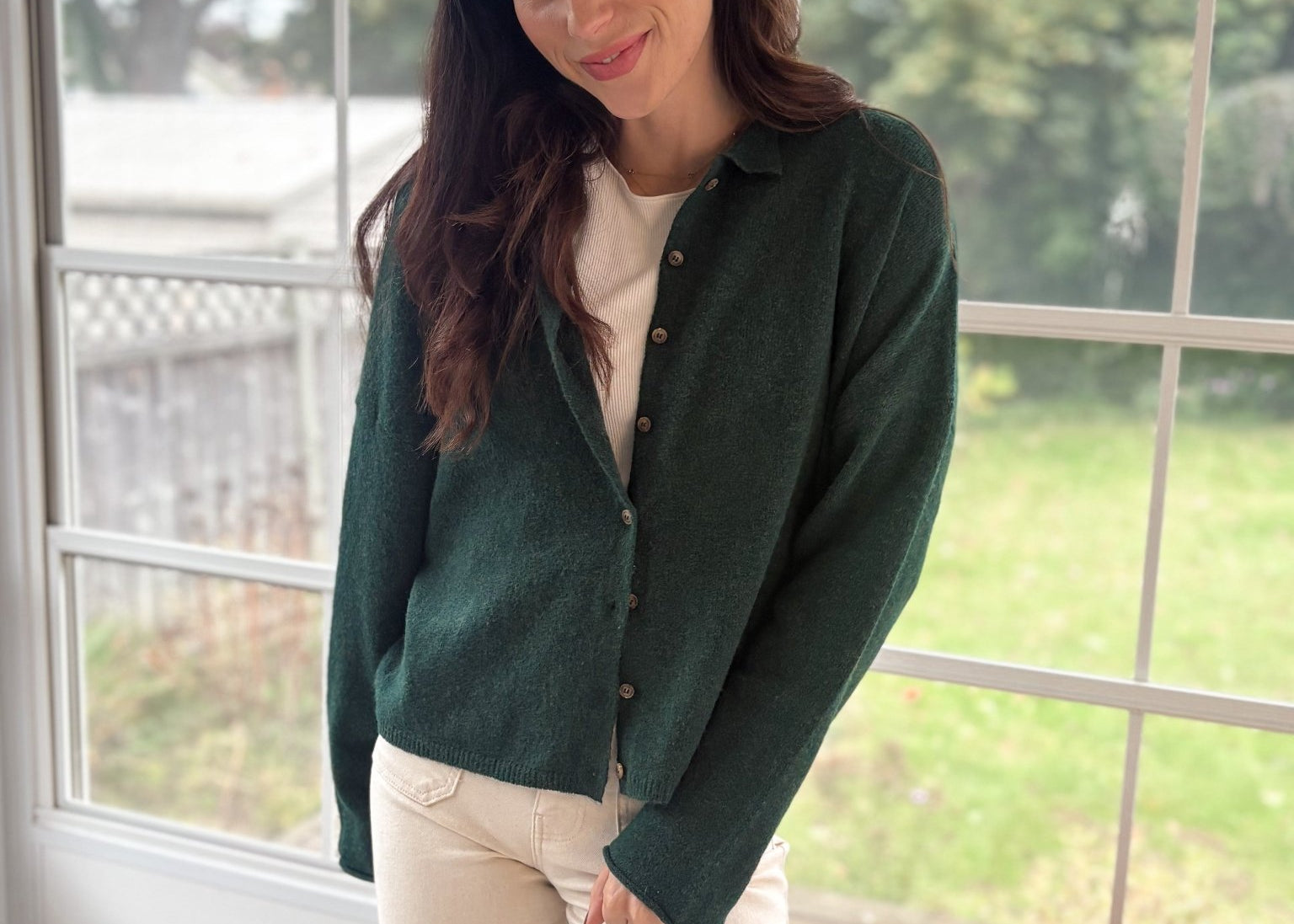The Pippa Rolled Edge Button Down Cardigan - Love and Lee Apparel