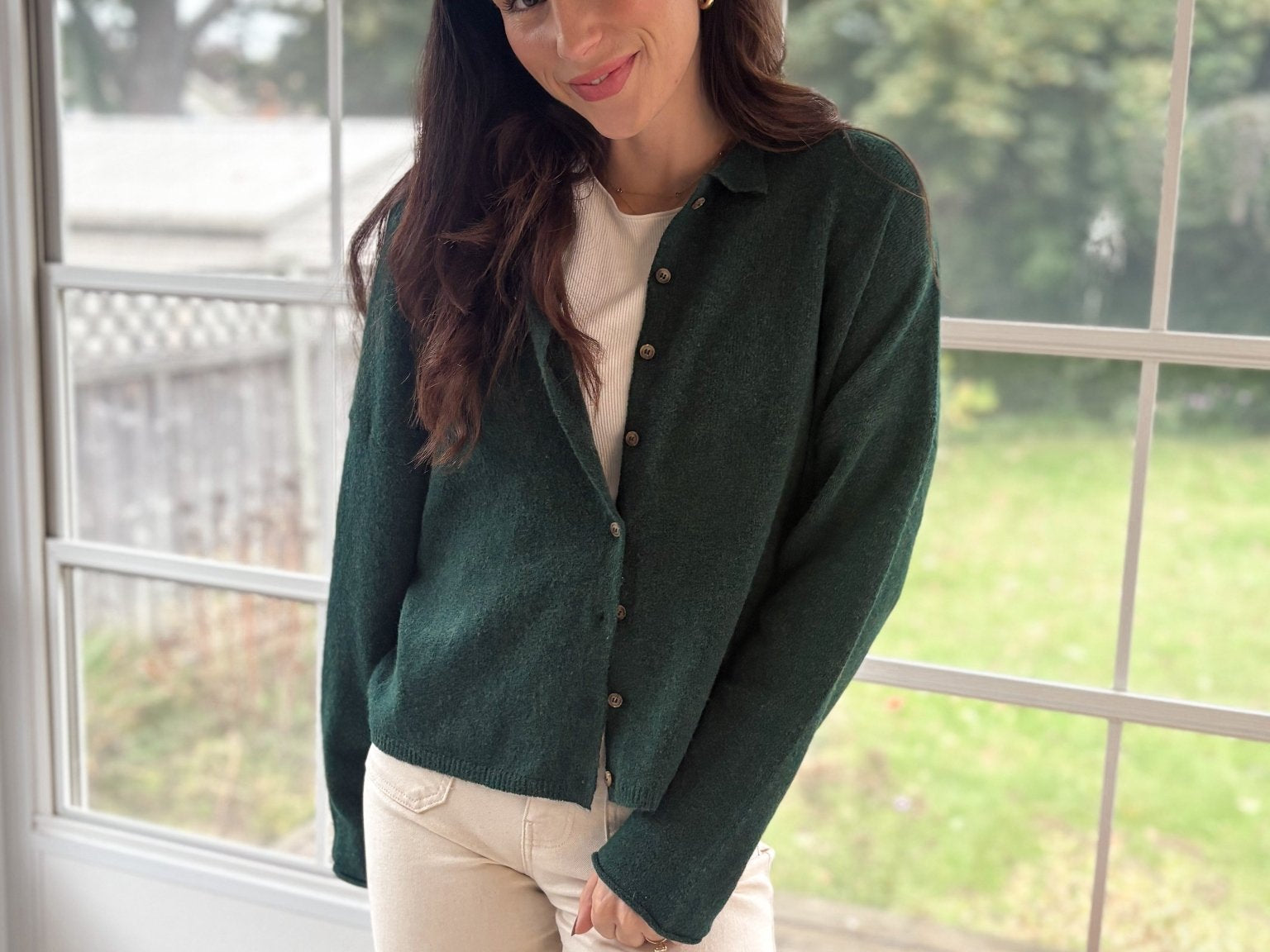 The Pippa Rolled Edge Button Down Cardigan - Love and Lee Apparel