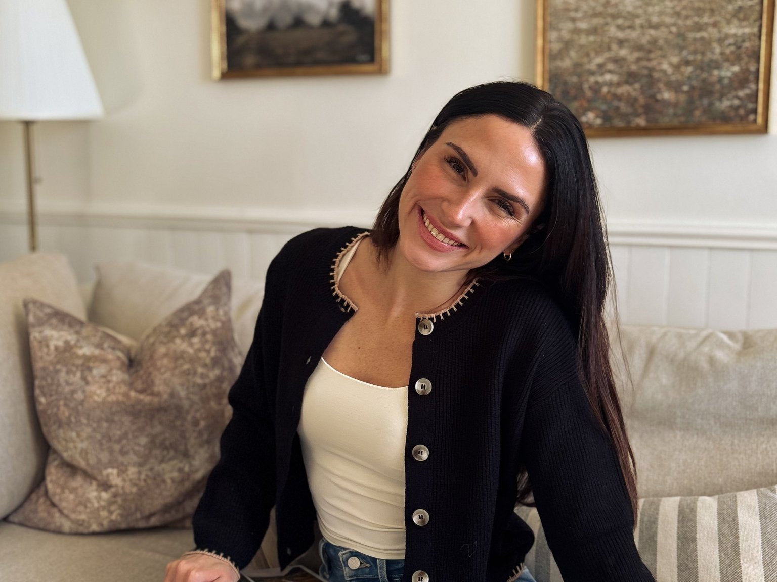 The Eugenie Contrast Stitch Trim Button Down Knit Cardigan - Love and Lee Apparel