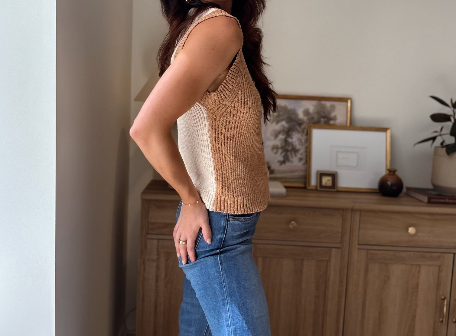 The Kyleigh Colourblock Button Front Knit Top - Love and Lee Apparel