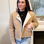 The Monique Long Sleeve Gold Button Closure Inner Fur Faux Suede Jacket - Love and Lee Apparel