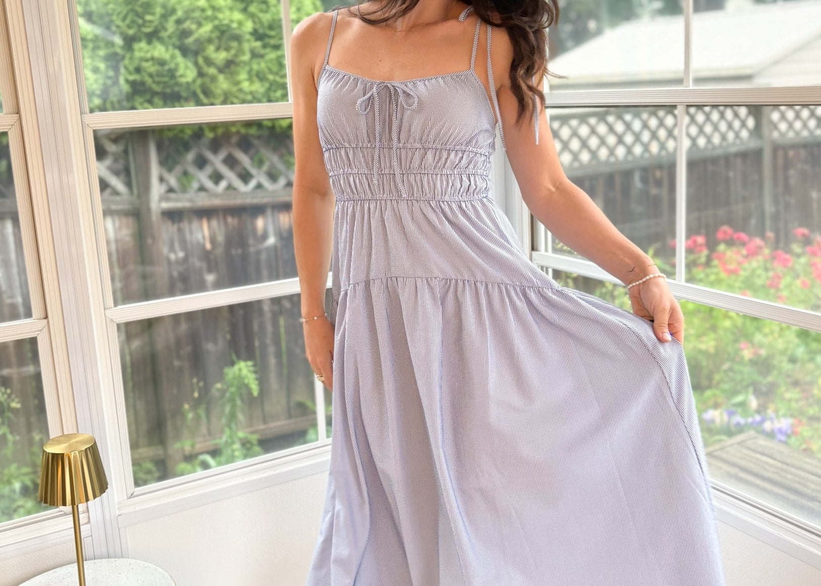 Selene Stripe Longline Midi Dress - Love and Lee Apparel
