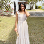 The Macy Stripe Smocked Ruffle Trim Midi Dress - Love and Lee Apparel