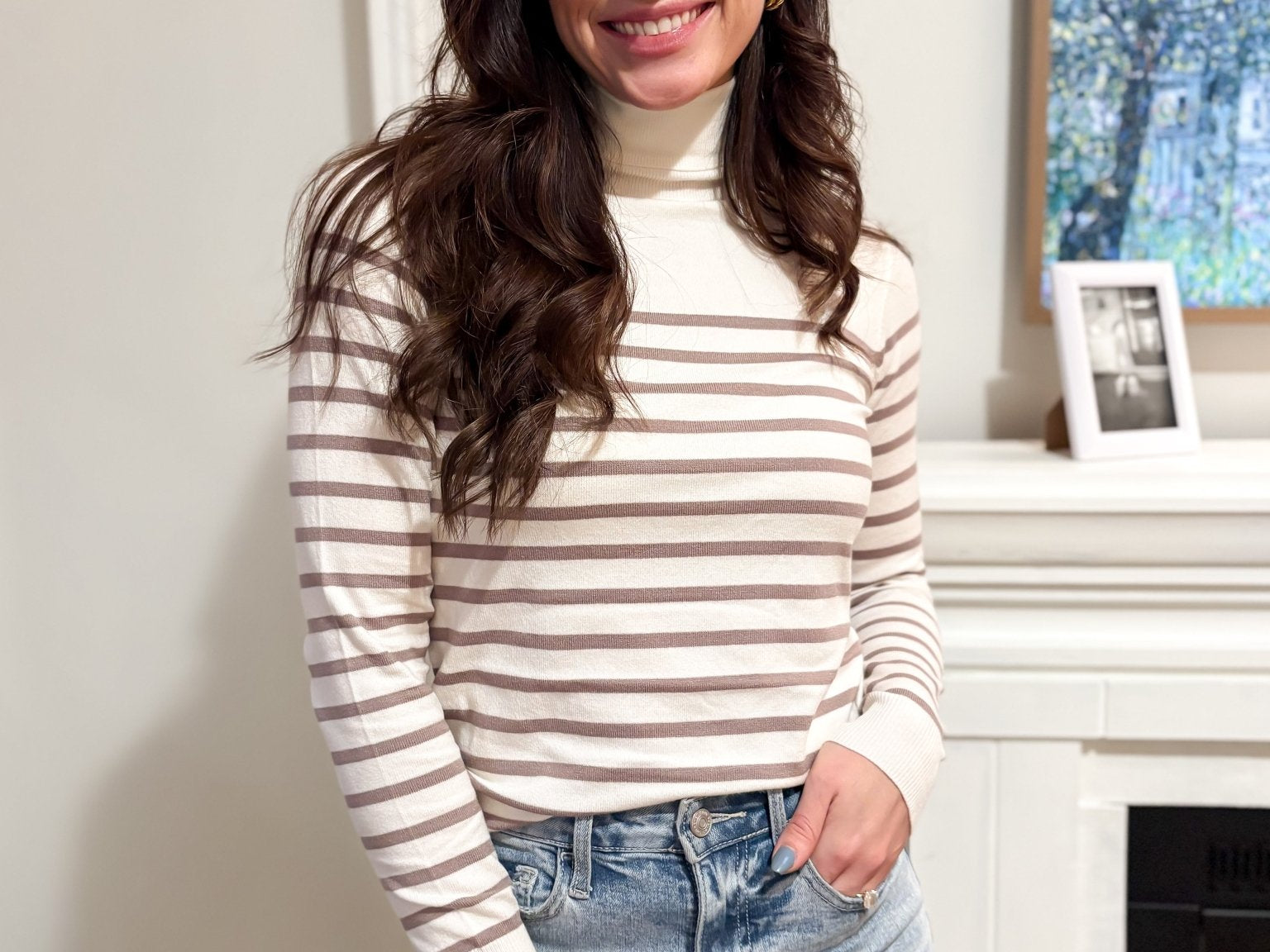 The Joanna Long Sleeve Turtle Neck Striped Knit Top - Love and Lee Apparel