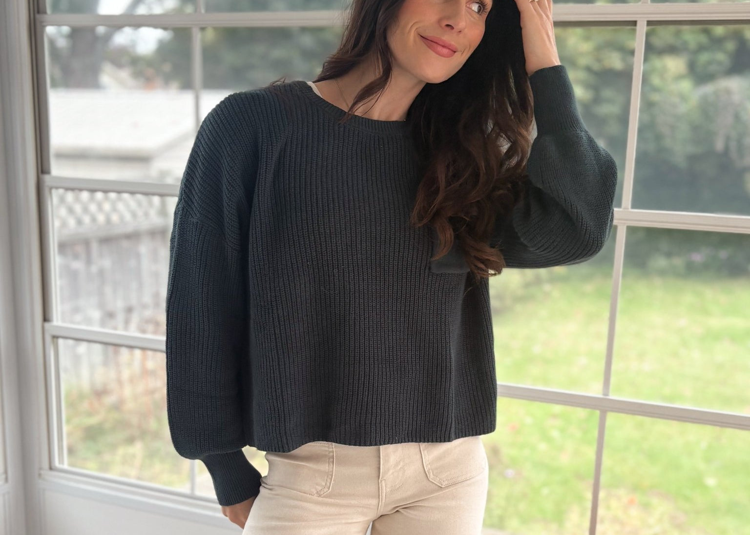 The Autumn Evergreen Raw Edge Cropped Knit Sweater - Love and Lee Apparel