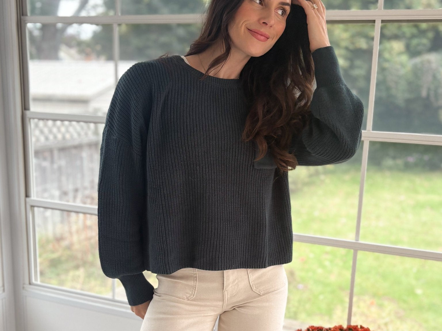 The Autumn Evergreen Raw Edge Cropped Knit Sweater - Love and Lee Apparel