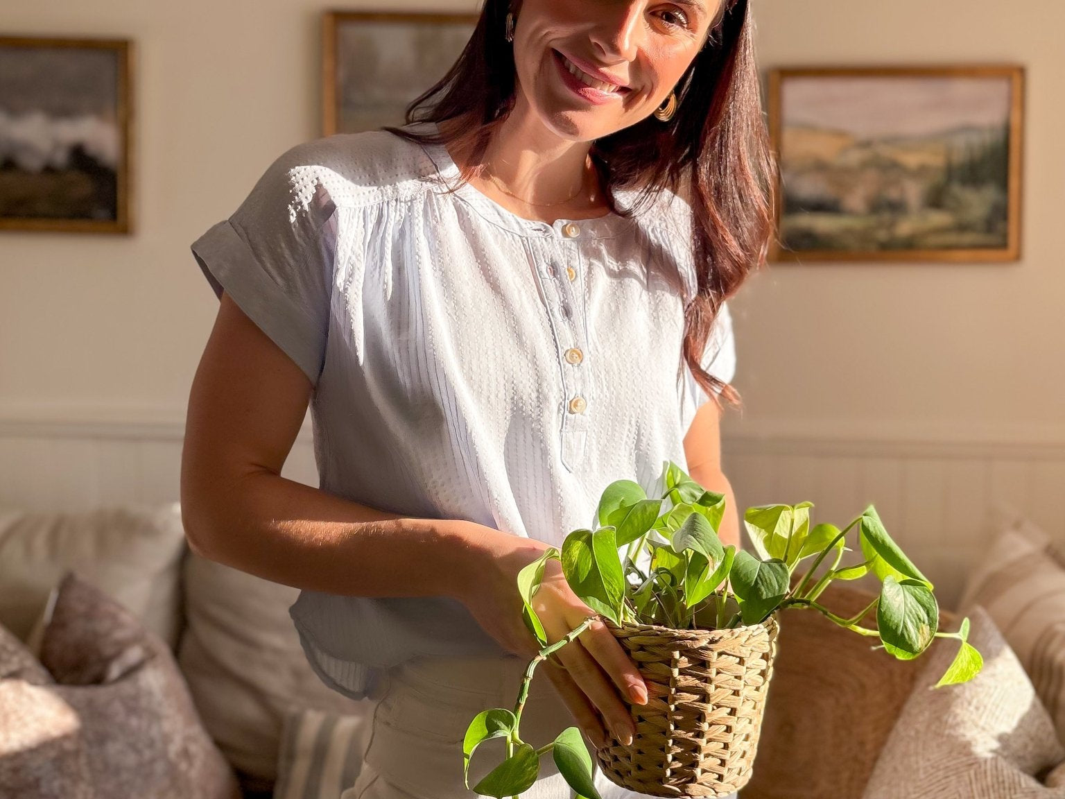 The Ruth Short Sleeve Henley Detail Blouse with Ruched Shoulder - Love and Lee Apparel